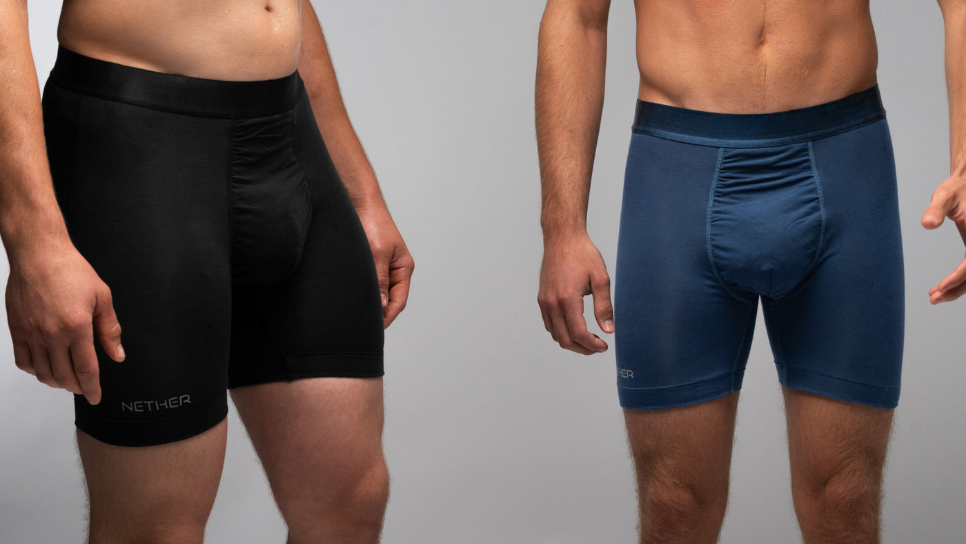 ROAM boxer brief shown in Midnight and Abyss