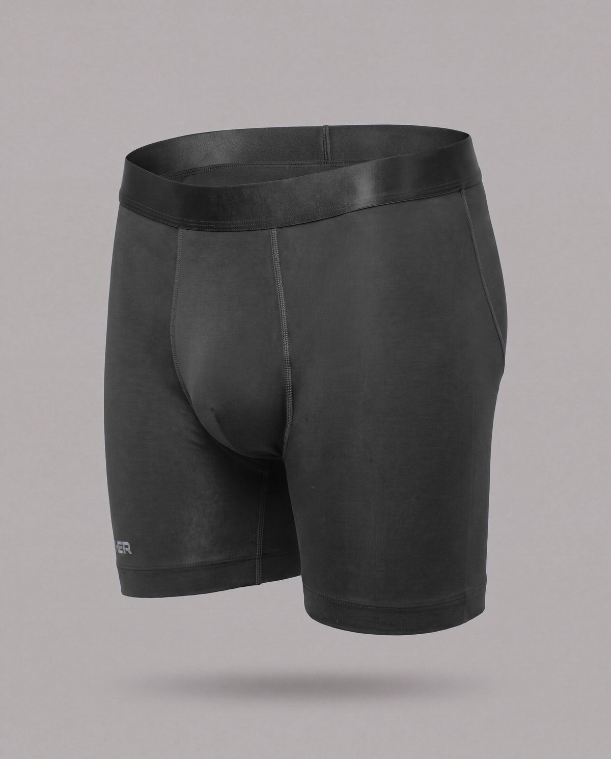 Nether Roam Boxer Brief in black, front three-quarter view