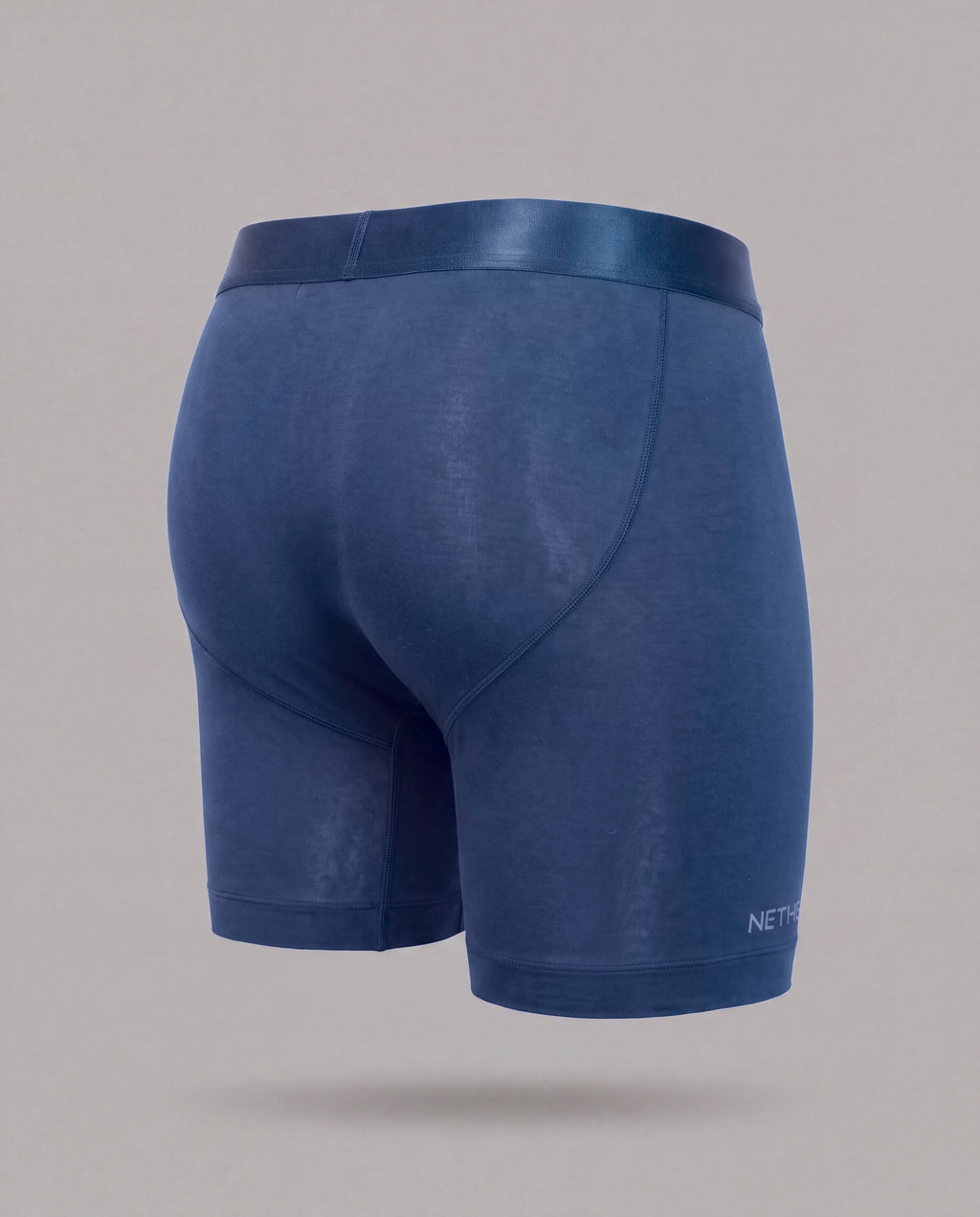 [Abyss 3] Nether Roam Boxer Brief in navy, back three-quarter view showing the contoured seat and leg length
